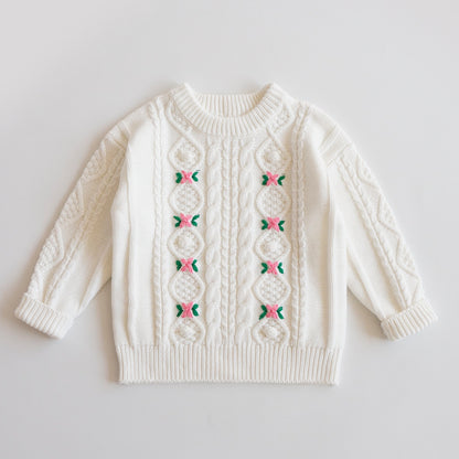 Hand-Embroidered Cotton Cardigan,2T-6T