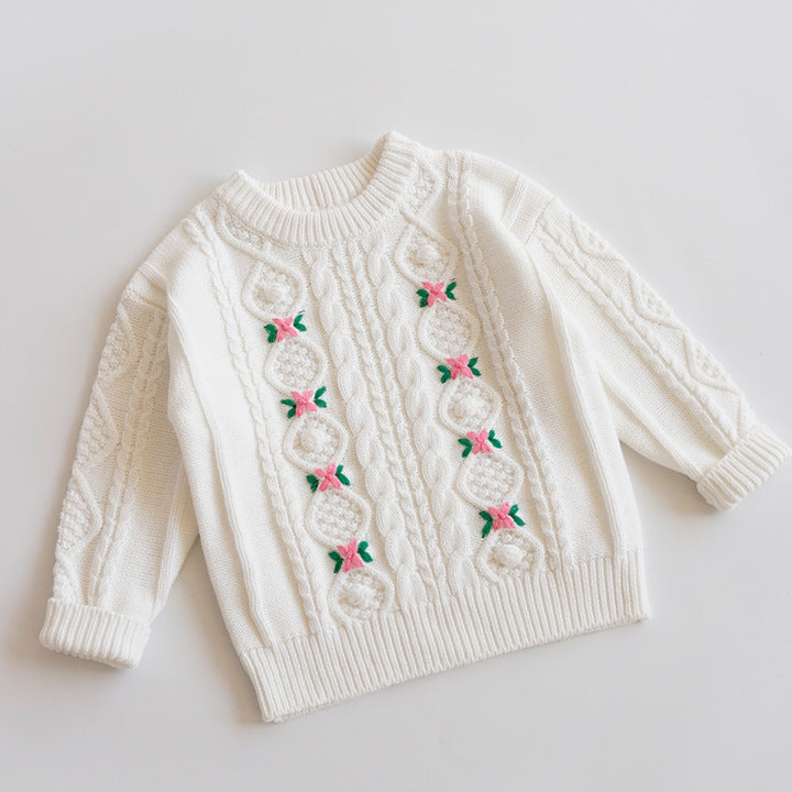 Hand-Embroidered Cotton Cardigan,2T-6T