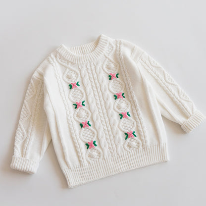 Hand-Embroidered Cotton Cardigan,2T-6T
