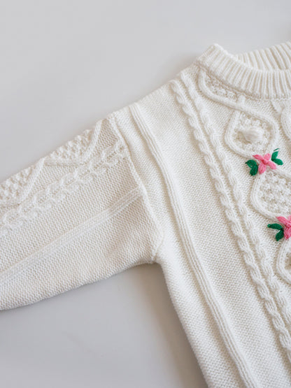 Hand-Embroidered Cotton Cardigan,2T-6T