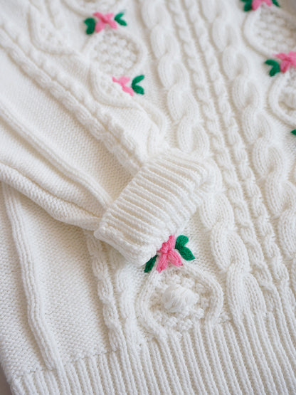 Hand-Embroidered Cotton Cardigan,2T-6T