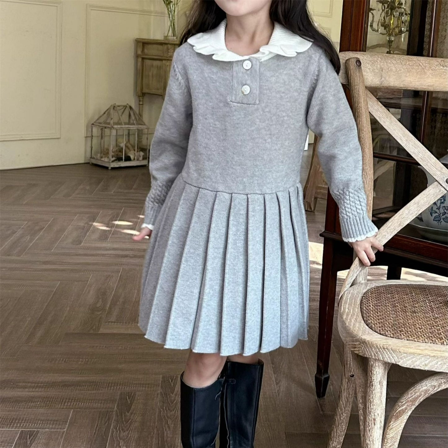 Cozy Pleated Sweater Dress for Girls,3T–7T