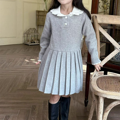 Cozy Pleated Sweater Dress for Girls,3T–7T