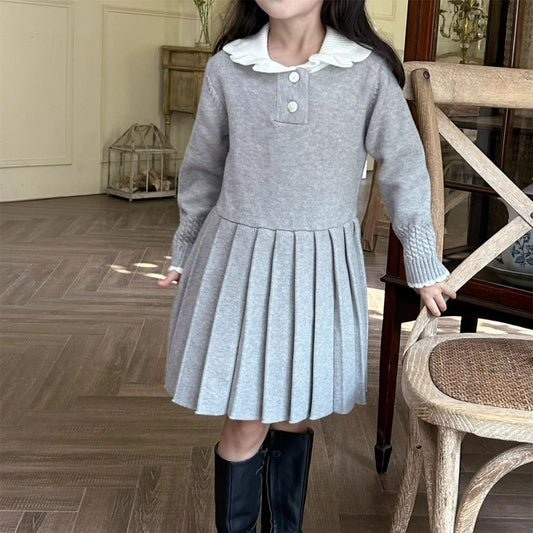 Cozy Pleated Sweater Dress for Girls,3T–7T
