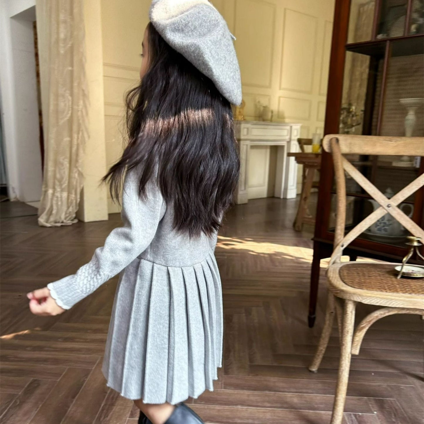 Cozy Pleated Sweater Dress for Girls,3T–7T