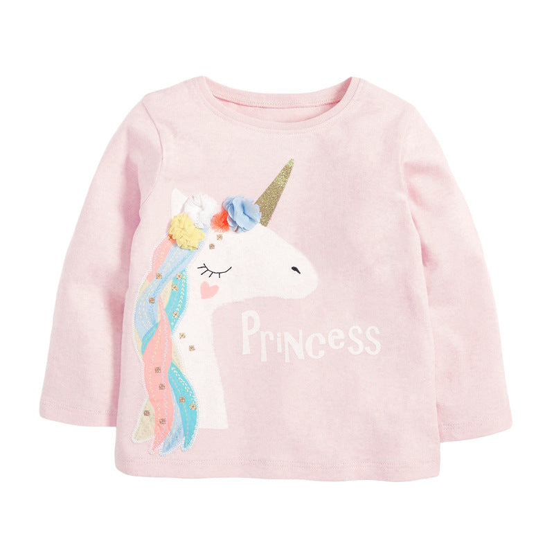 Unicorn "Princess" Long Sleeve T-Shirt,2T to 7T