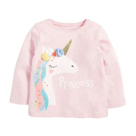 Unicorn "Princess" Long Sleeve T-Shirt,2T to 7T