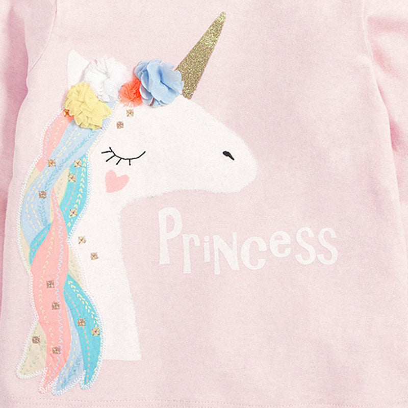 Unicorn "Princess" Long Sleeve T-Shirt,2T to 7T