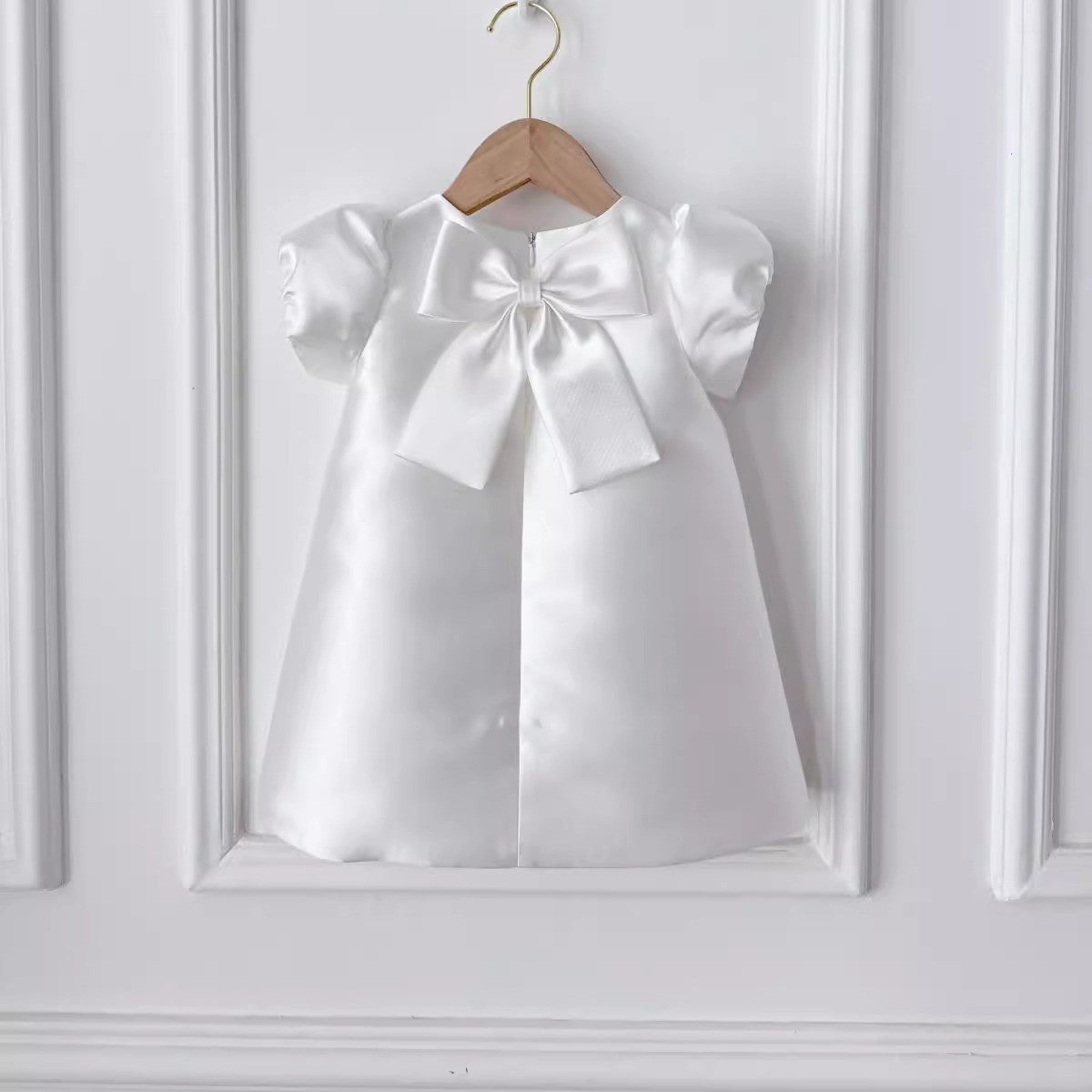 Stunning White Embellished Bow Dress,12M to 5T.