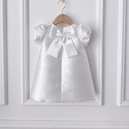 Stunning White Embellished Bow Dress,12M to 5T.