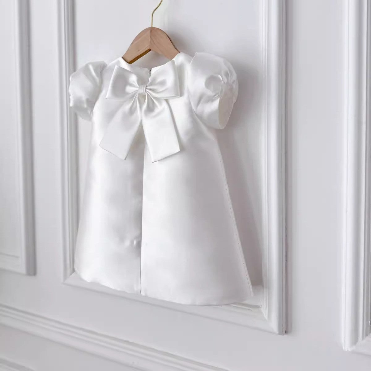 Stunning White Embellished Bow Dress,12M to 5T.