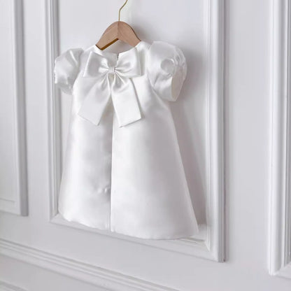 Stunning White Embellished Bow Dress,12M to 5T.