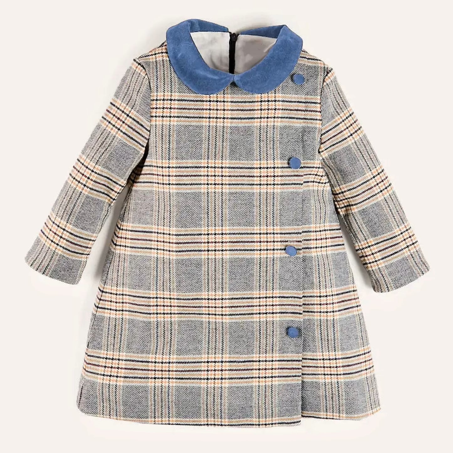 Plaid Wool-Blend Coat with Velvet Collar for Girls (2T–7T)