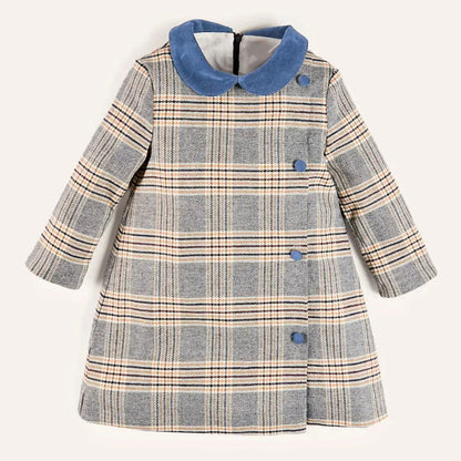 Plaid Wool-Blend Coat with Velvet Collar for Girls (2T–7T)