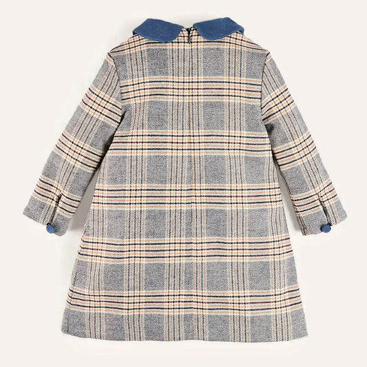 Plaid Wool-Blend Coat with Velvet Collar for Girls (2T–7T)