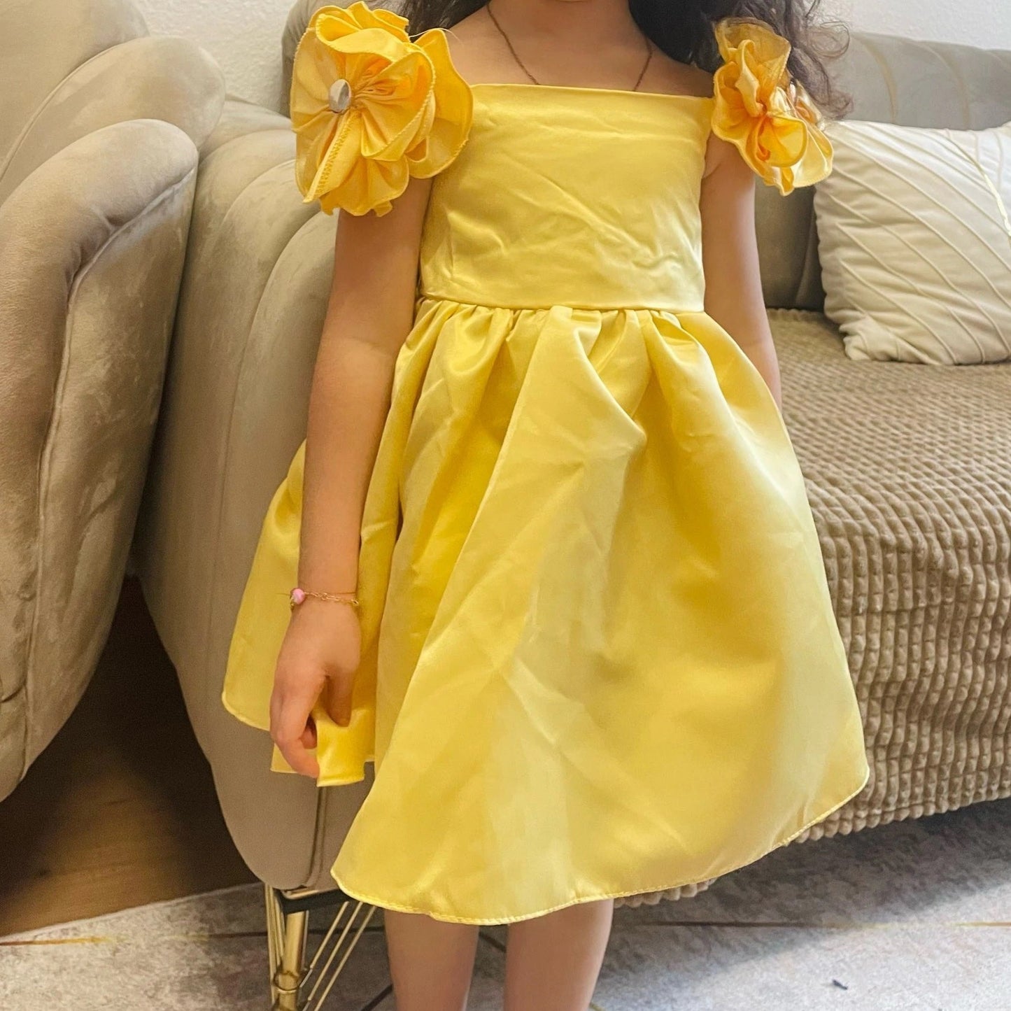 Adorable Flower Sleeves Dress,White/Pink/Purple,12M to 6T.