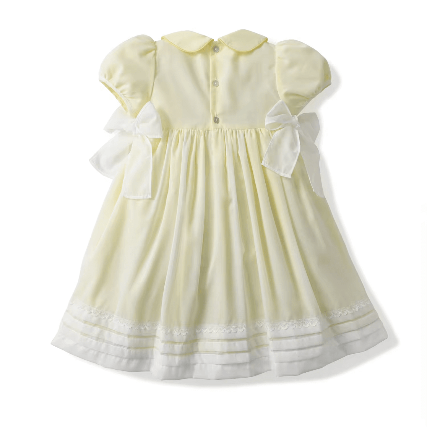 Hand Embroidered Heirloom Dress,Yellow/Pink,12M to 6T.