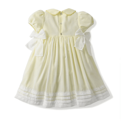 Hand Embroidered Heirloom Dress,Yellow/Pink,12M to 6T.