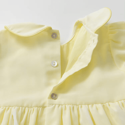 Hand Embroidered Heirloom Dress,Yellow/Pink,12M to 6T.