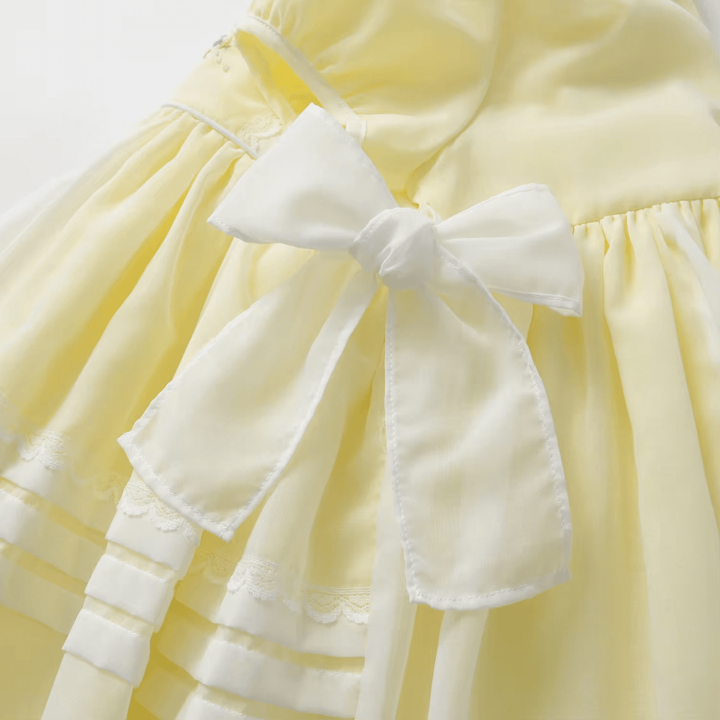 Hand Embroidered Heirloom Dress,Yellow/Pink,12M to 6T.