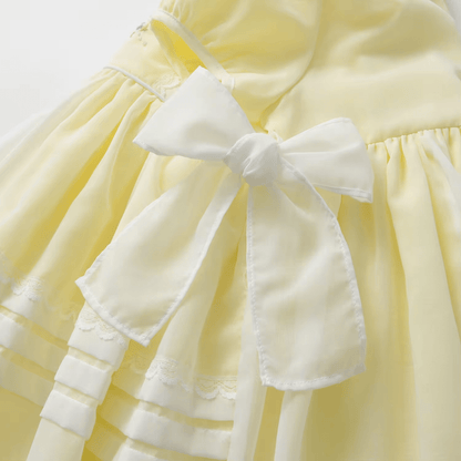 Hand Embroidered Heirloom Dress,Yellow/Pink,12M to 6T.