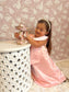 Red/Pink Sleeveless Dress With Pearls,12M to 10T.