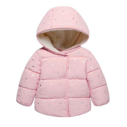 Warm Hooded Jacket, Pink/Blue/Gray.
