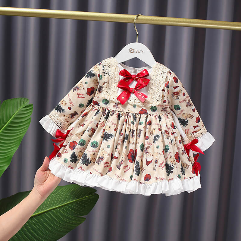 Adorable Christmas Print Lolita Dress,12M to 5T.