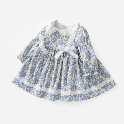 Adorable Floral Dress With Lace & Bows,6M To 4T.