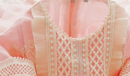 3Pc Stunning Vintage Style Lace Dress,Pink/Blue,12M to 6T.