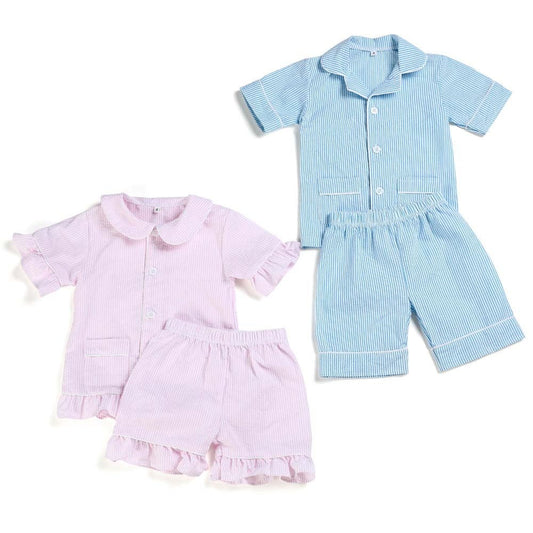 Pink & Blue Matching Seersucker Sibling Set,12M to 12T.