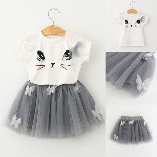Cat Print Short Sleeve T-shirt & Tutu Skirt - Dream Town Store