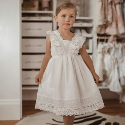 White Summer Lace Dress,2T to 7T.