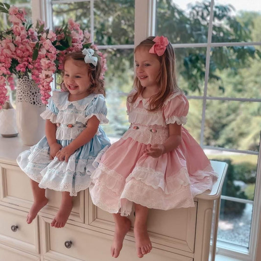 Spanish Lolita Dress, Pink/Blue, 12M to 5T