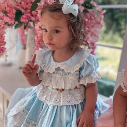 Spanish Lolita Dress, Pink/Blue, 12M to 5T