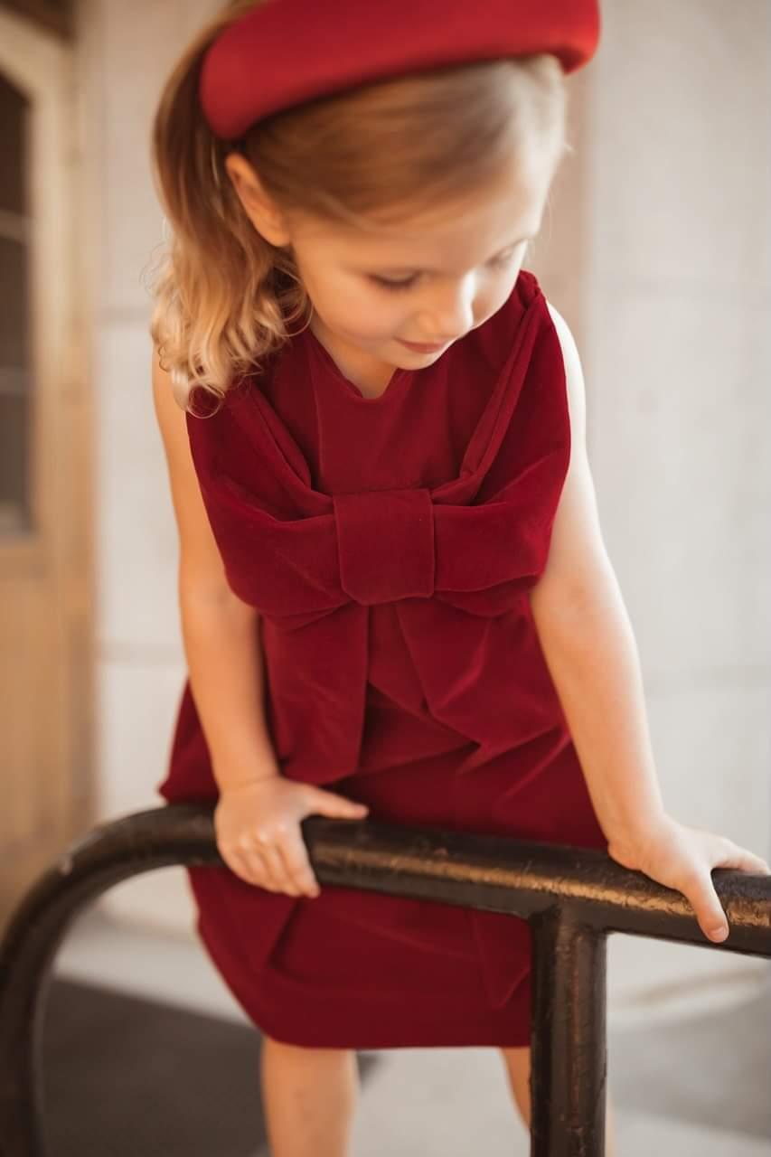 Stunning Red Bow Velvet Dress,12M to 6T.
