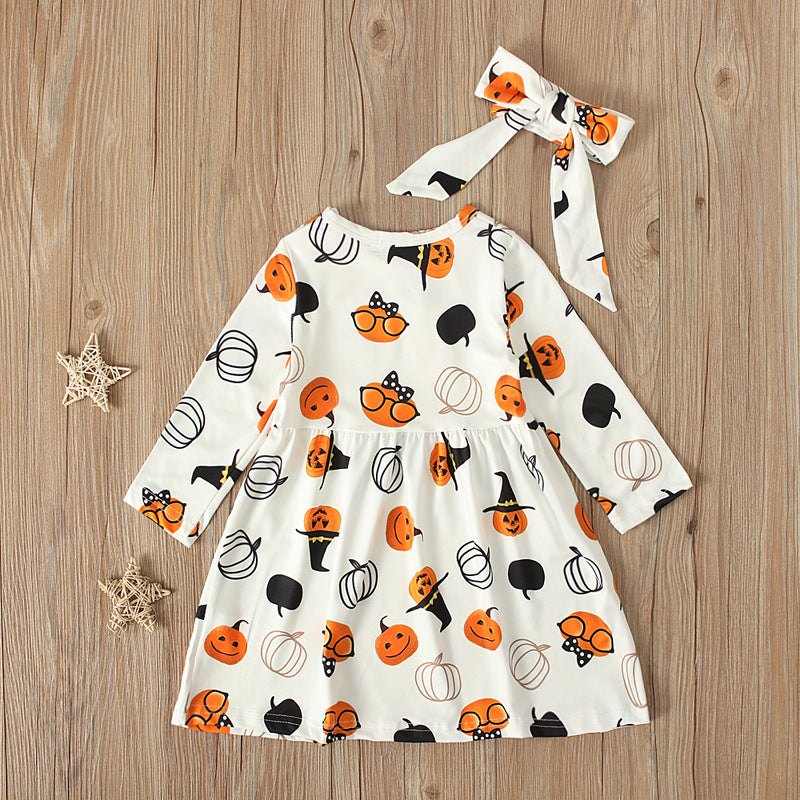 Cute Halloween Print Dress,12M to 6T.