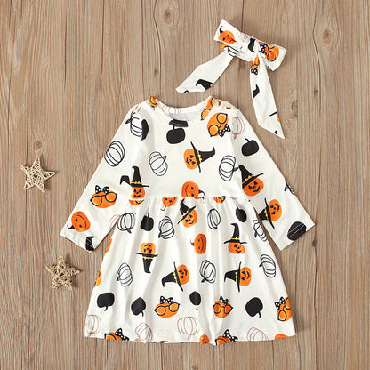 Cute Halloween Print Dress,12M to 6T.