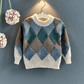 Unisex Cozy O-Neck Sweater,Red/White,3T to 7T.