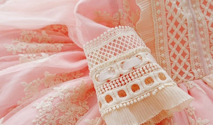 3Pc Stunning Vintage Style Lace Dress,Pink/Blue,12M to 6T.
