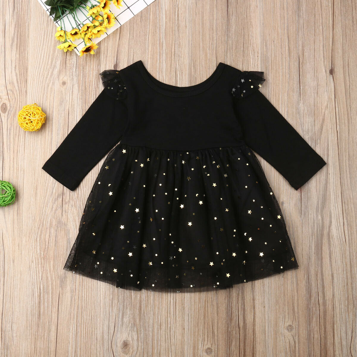 Full sleeves sequined stars tutu, Black/Red Wine,12M to 5T.