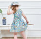 Sleeveless Floral Dress With Hat, Pink/Blue,2T to 6T.