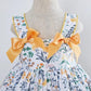 Spanish Style Vintage Floral Dress With Bloomer,Yellow/Pink,12M to 6T.