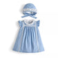 Blue Spanish Summer Dress With Bonnet,9M to 5T.
