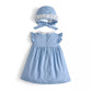 Blue Spanish Summer Dress With Bonnet,9M to 5T.