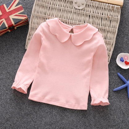 Full Sleeves Scallop Collar Shirts,White/Grey/Pink,9M to 6T.