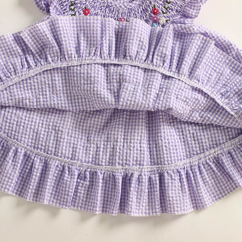 Purple Hand Smocked Bishop Dress,2T to 7T.