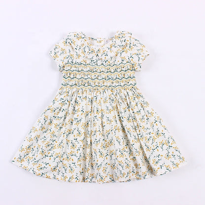 Floral Hand Smocked Dress,12M to 6T.