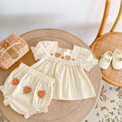 Cute Embroidered Top & Matching Bloomers,6M to 3T.