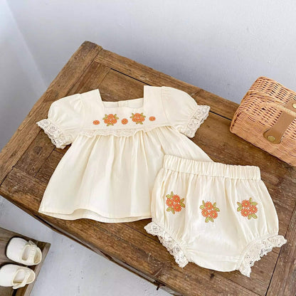 Cute Embroidered Top & Matching Bloomers,6M to 3T.